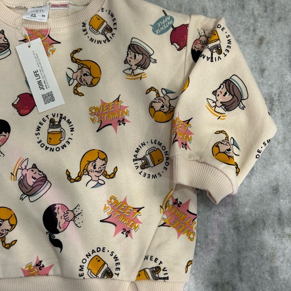 Zara Girls Sweet Vitamin Apple Lemonade Sweatshirt Size 2-3Y - Picture 6 of 6